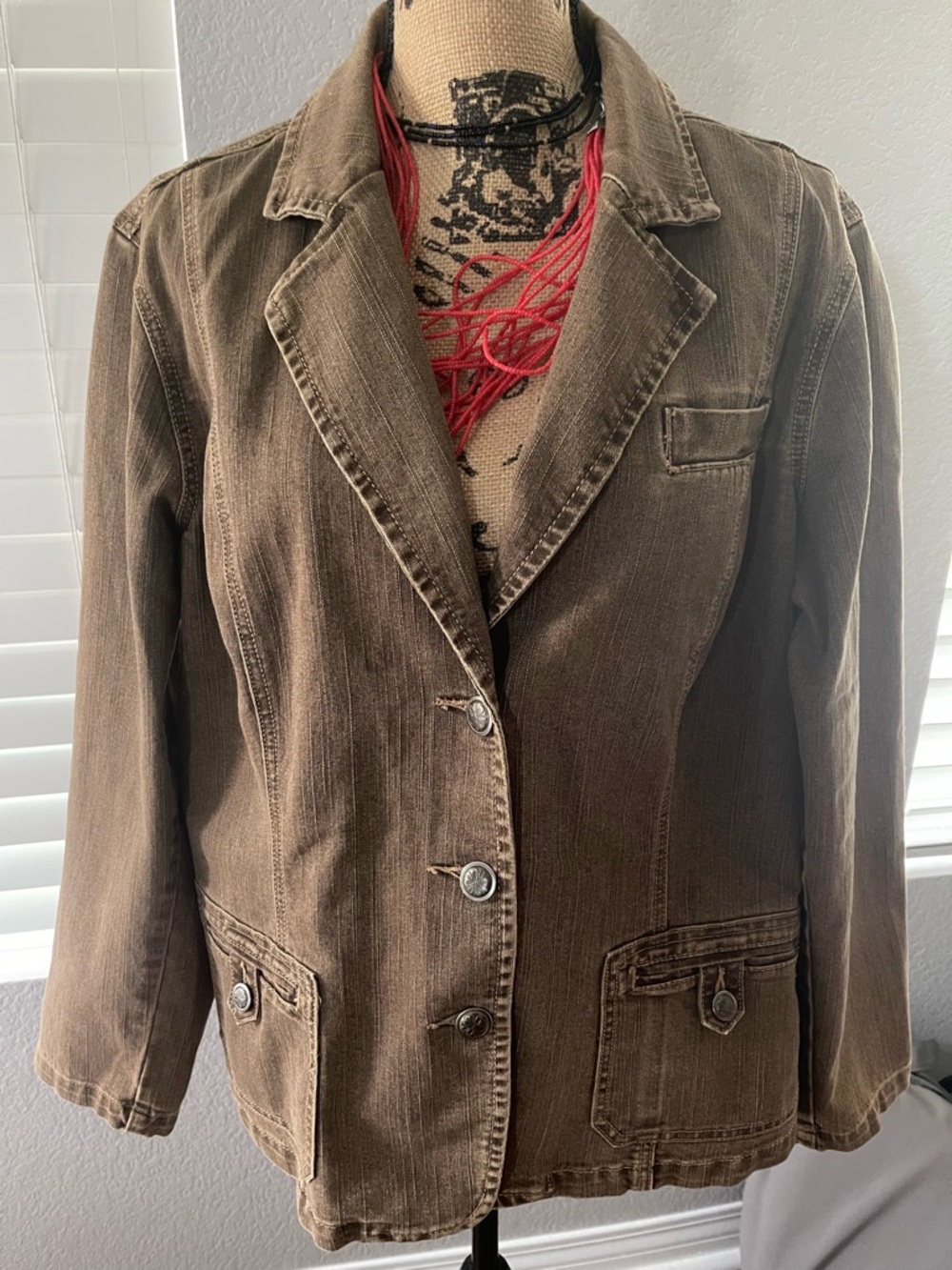 Cato Brown Womens Cotton-EMBROIDERED Casual Blazer Jacket sz 18-20
